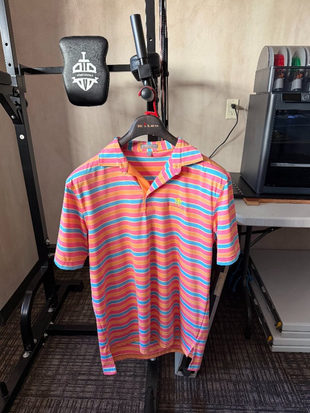 Peter Millar Men’s Medium Multicolor Striped Summer Comfort Golf Polo